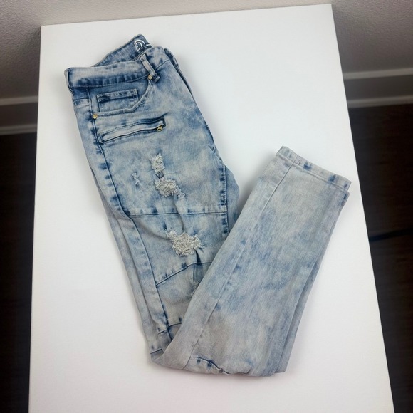 Argonaut Jeans Distressed Ripped Acid Wash Moto Style Denim‎ Pants, Size: N/A - Picture 5 of 11
